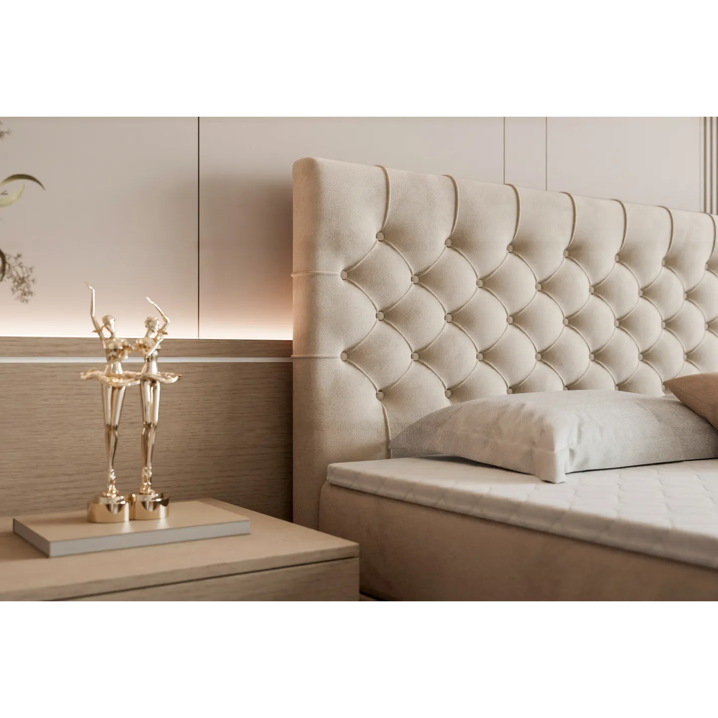 Chesterfield-Kopfteil Boxspringbett Tauriel