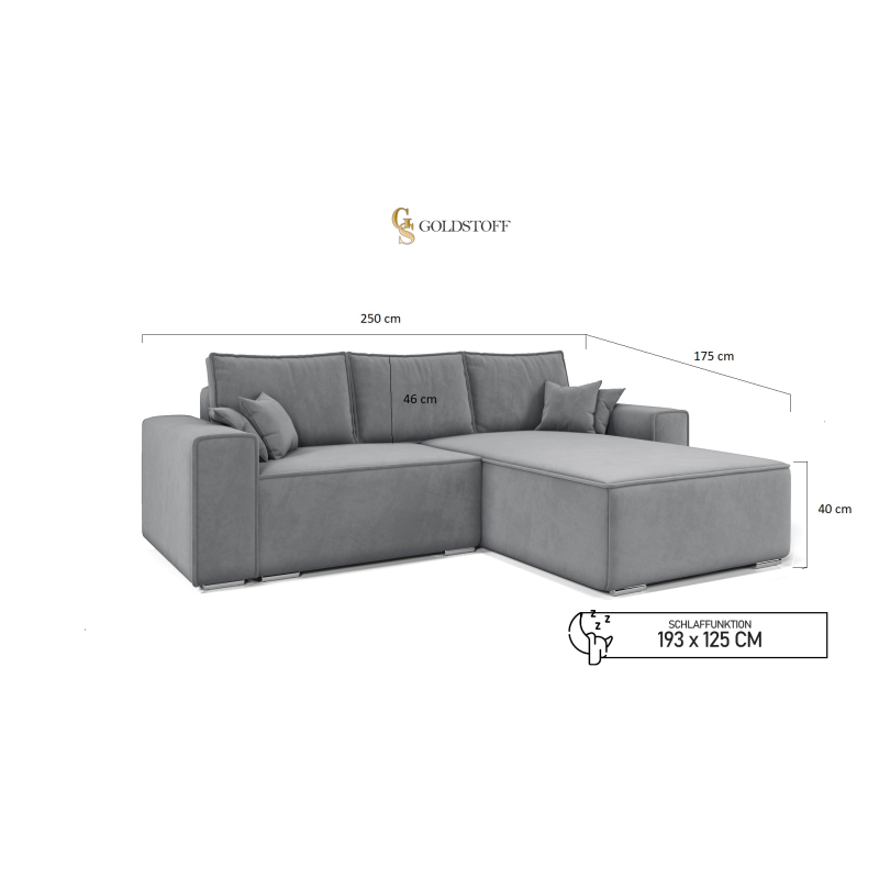 Ecksofa Oslo - Schlafsofa mit Schlaffunktion und Bettkasten