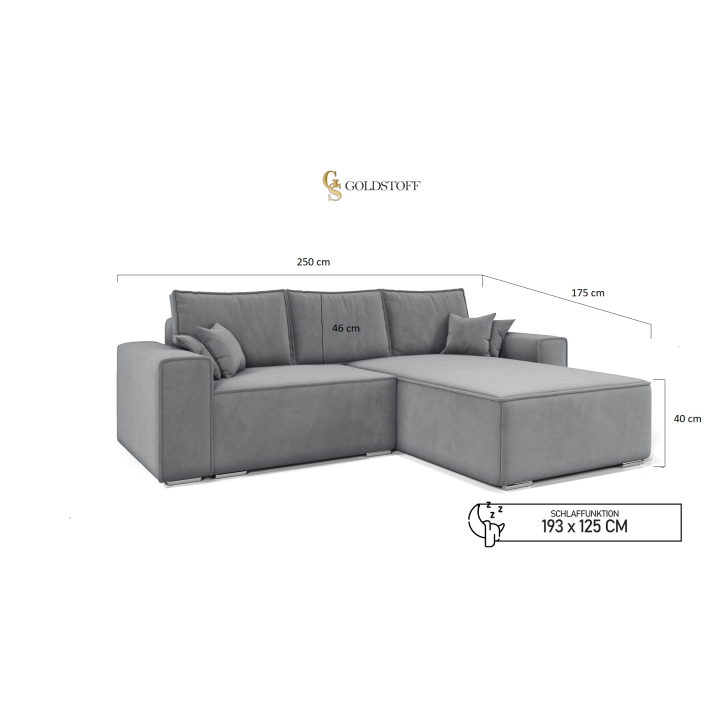 Ecksofa klein Oslo - Schlafsofa mit Schlaffunktion und Bettkasten