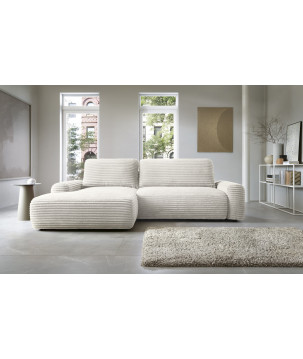 Ecksofa MOUNIR – Cord Sofa mit Schlaffunktion und Bettkasten