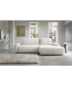 Ecksofa MOUNIR – Cord Sofa mit Schlaffunktion und Bettkasten