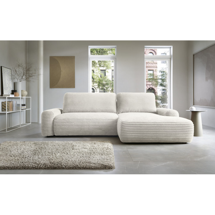 Ecksofa MOUNIR – Cord Sofa mit Schlaffunktion und Bettkasten