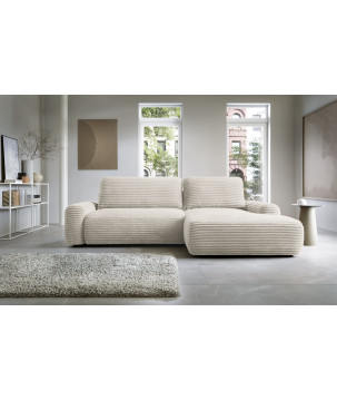 Ecksofa MOUNIR – Cord Sofa mit Schlaffunktion und Bettkasten