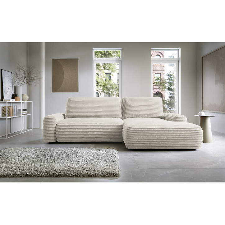 Ecksofa MOUNIR – Cord Sofa mit Schlaffunktion und Bettkasten