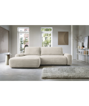 Ecksofa MOUNIR – Cord Sofa mit Schlaffunktion und Bettkasten