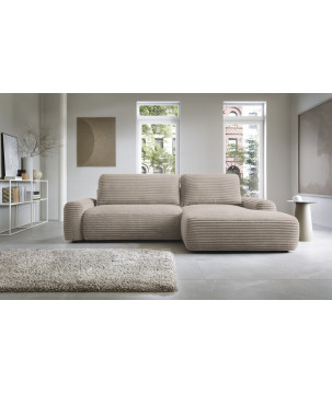 Ecksofa MOUNIR – Cord Sofa mit Schlaffunktion und Bettkasten