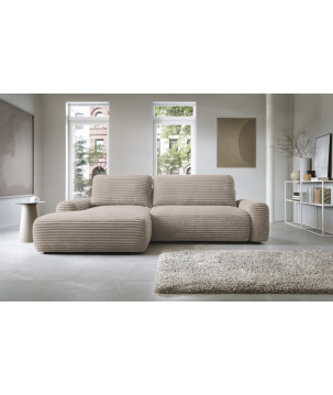 Ecksofa MOUNIR – Cord Sofa mit Schlaffunktion und Bettkasten