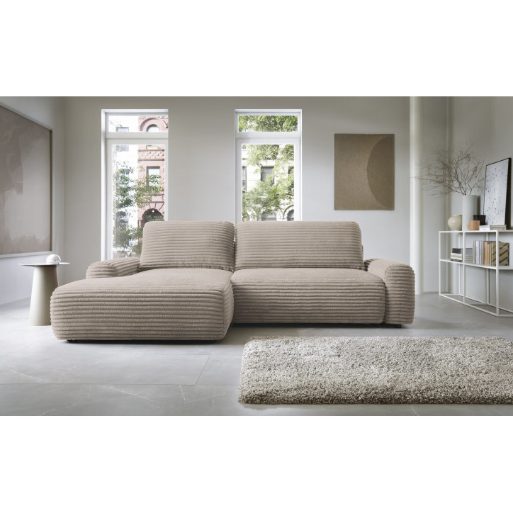 Ecksofa MOUNIR – Cord Sofa mit Schlaffunktion und Bettkasten