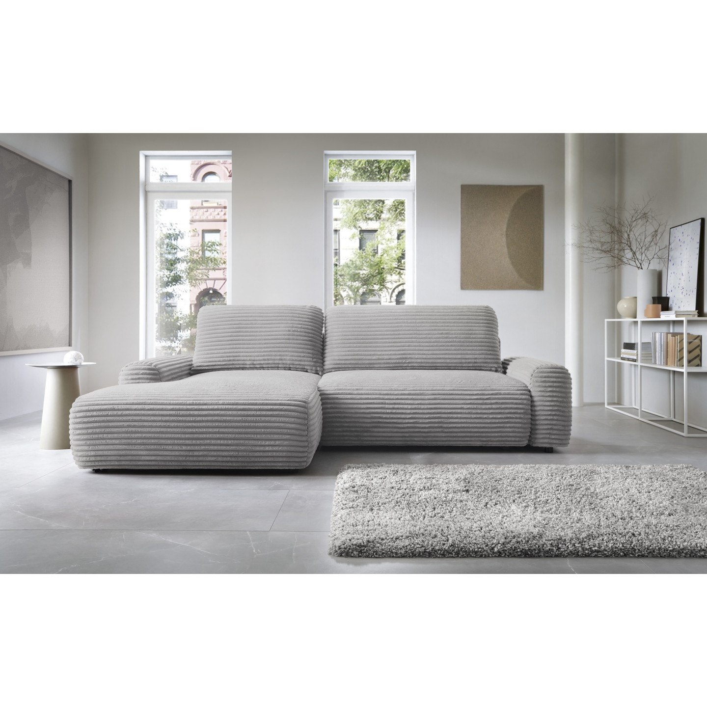 Ecksofa MOUNIR – Cord Sofa mit Schlaffunktion und Bettkasten