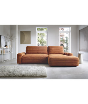 Ecksofa MOUNIR – Cord Sofa mit Schlaffunktion und Bettkasten