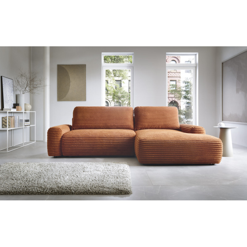 Ecksofa MOUNIR – Cord Sofa mit Schlaffunktion und Bettkasten