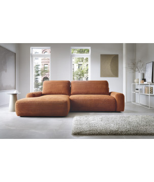 Ecksofa MOUNIR – Cord Sofa mit Schlaffunktion und Bettkasten
