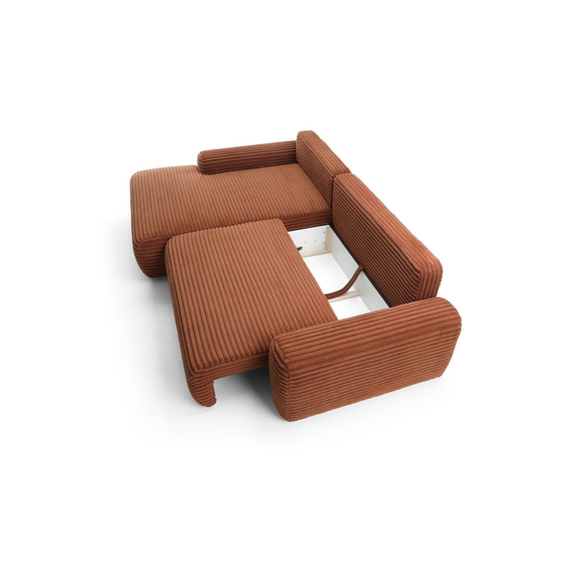 Ecksofa MOUNIR – Cord Sofa mit Schlaffunktion und Bettkasten
