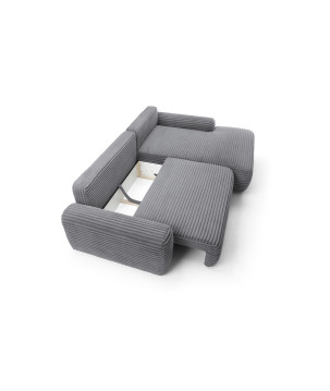 Ecksofa MOUNIR – Cord Sofa mit Schlaffunktion und Bettkasten