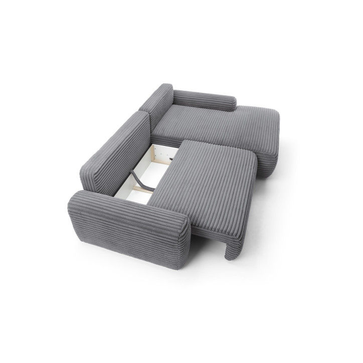 Ecksofa MOUNIR – Cord Sofa mit Schlaffunktion und Bettkasten