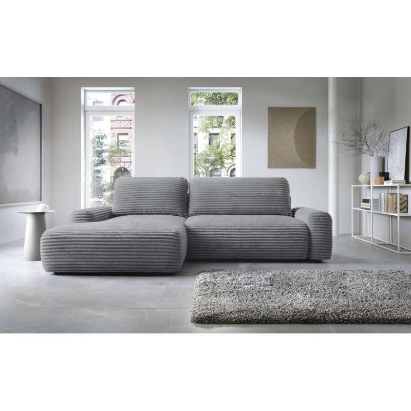 Ecksofa MOUNIR – Cord Sofa mit Schlaffunktion und Bettkasten