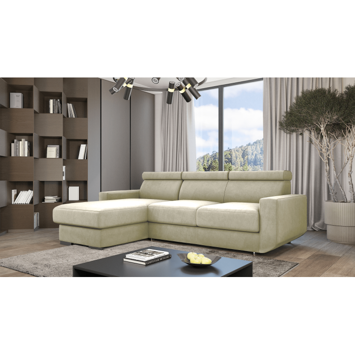 Ecksofa HUGO mit Schlaffunktion – Grau oder Beige – Komfort und Stil