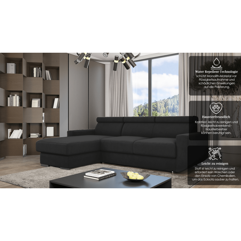 Ecksofa HUGO mit Schlaffunktion – Grau oder Beige – Komfort und Stil