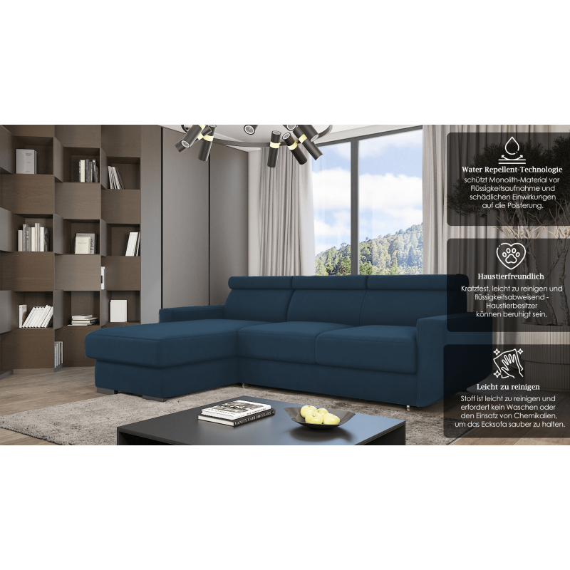 Ecksofa HUGO mit Schlaffunktion – Grau oder Beige – Komfort und Stil