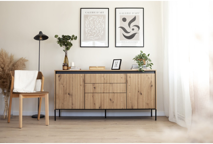 TREND Holz Kommode – Grau, Weiß & Beige mit Schubladen