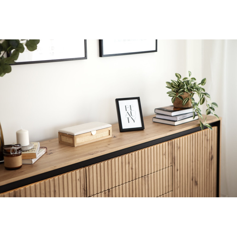 TREND Holz Kommode – Grau, Weiß & Beige mit Schubladen