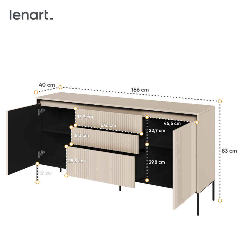 TREND Holz Kommode – Grau, Weiß & Beige mit Schubladen