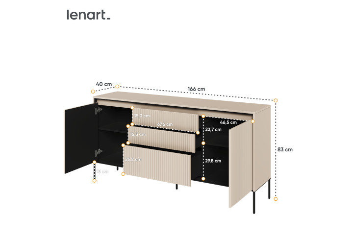 TREND Holz Kommode – Grau, Weiß & Beige mit Schubladen