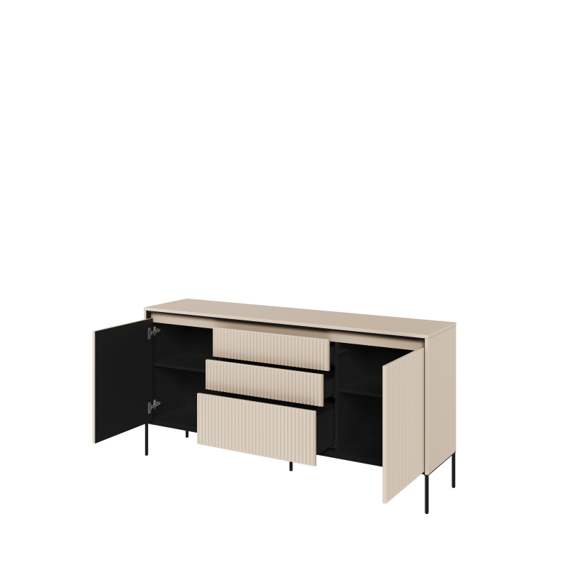 TREND Holz Kommode – Grau, Weiß & Beige mit Schubladen