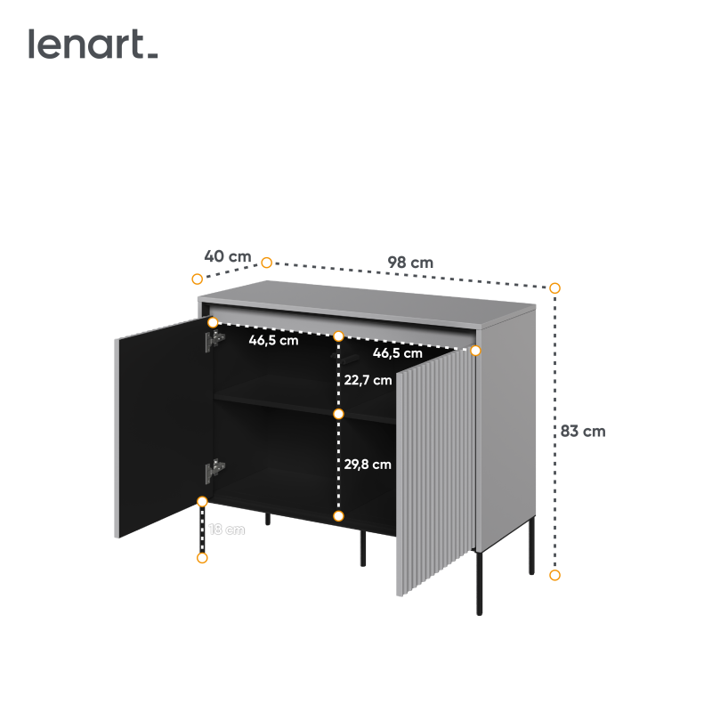 TREND TR-02Kommode – Sandbeige/Weiss/Grau, LED, Halbwalzenfräsung