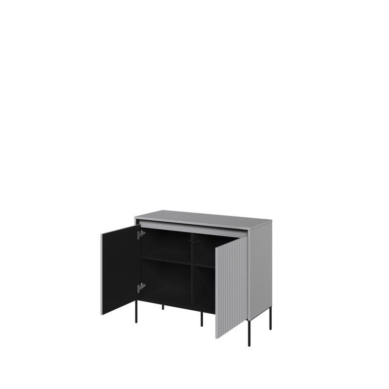 TREND TR-02Kommode – Sandbeige/Weiss/Grau, LED, Halbwalzenfräsung