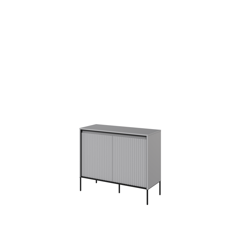 TREND TR-02Kommode – Sandbeige/Weiss/Grau, LED, Halbwalzenfräsung
