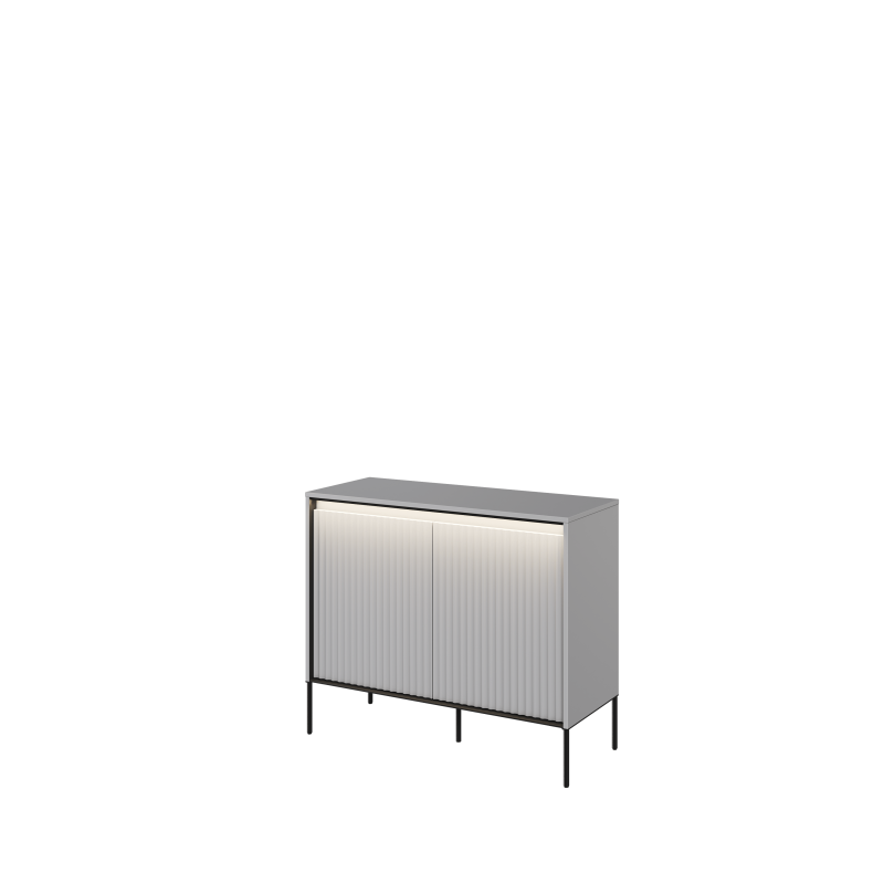 TREND TR-02Kommode – Sandbeige/Weiss/Grau, LED, Halbwalzenfräsung