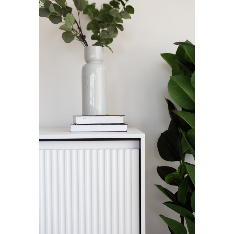 TREND TR-02Kommode – Sandbeige/Weiss/Grau, LED, Halbwalzenfräsung