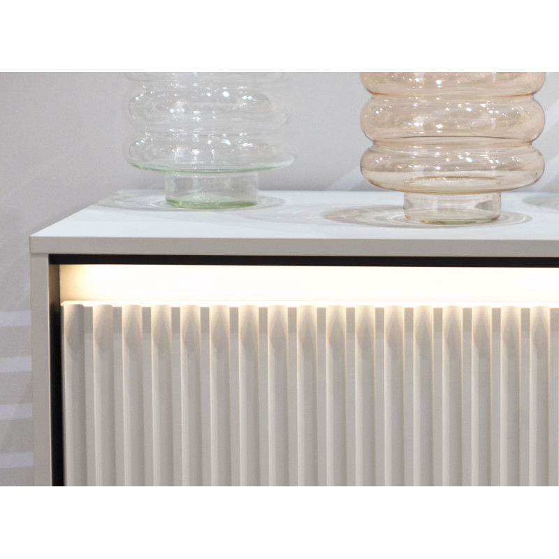 TREND TR-02Kommode – Sandbeige/Weiss/Grau, LED, Halbwalzenfräsung