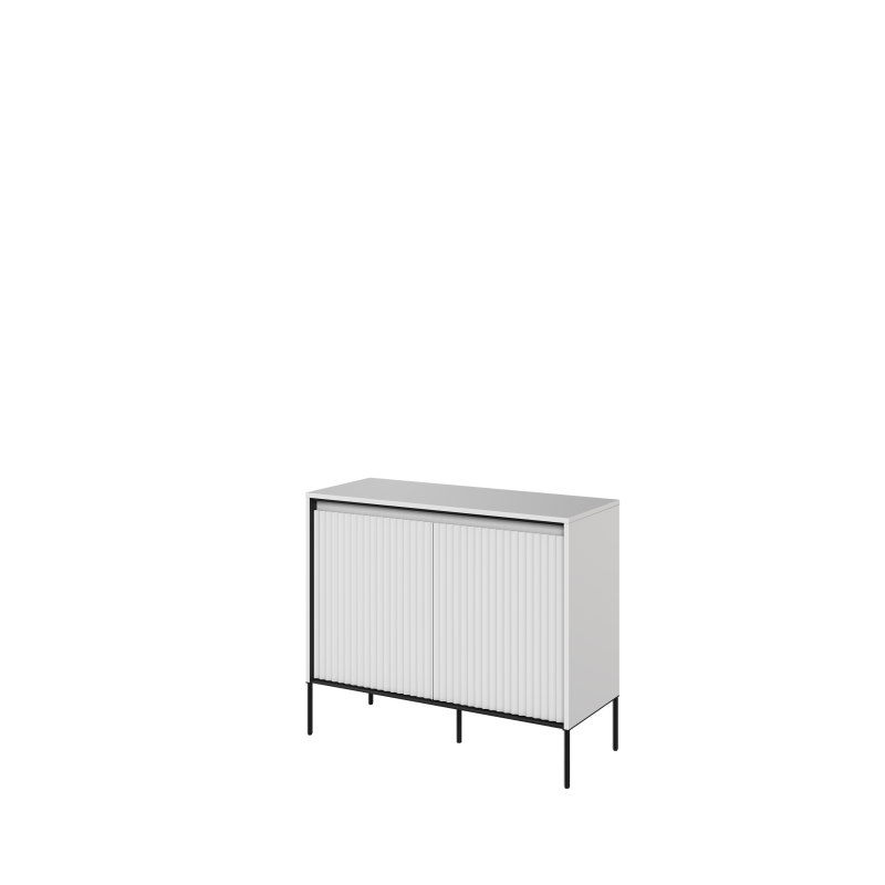 TREND TR-02Kommode – Sandbeige/Weiss/Grau, LED, Halbwalzenfräsung