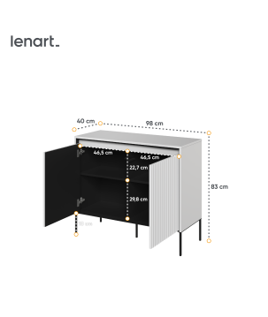 TREND TR-02Kommode – Sandbeige/Weiss/Grau, LED, Halbwalzenfräsung