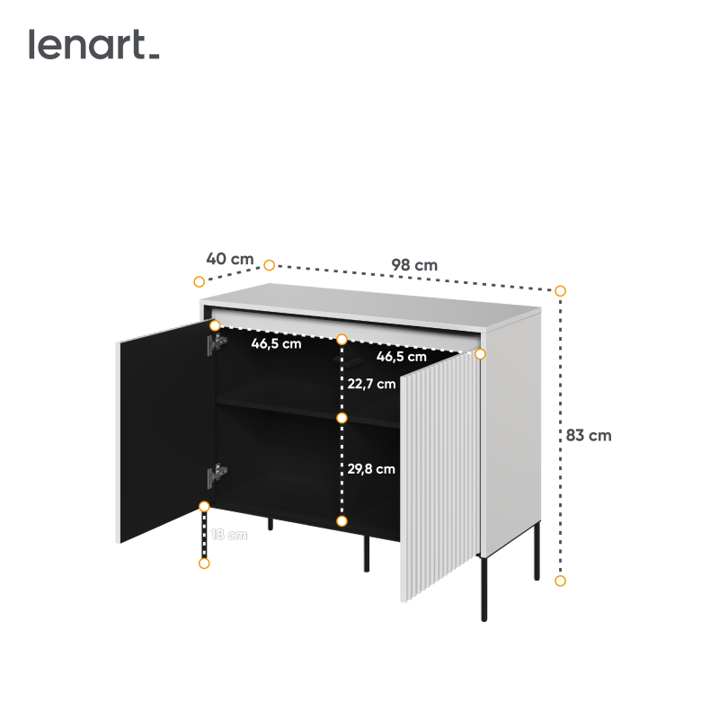 TREND TR-02Kommode – Sandbeige/Weiss/Grau, LED, Halbwalzenfräsung