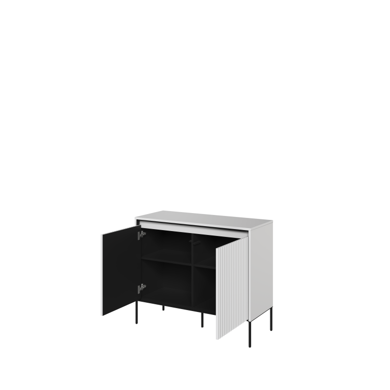TREND TR-02Kommode – Sandbeige/Weiss/Grau, LED, Halbwalzenfräsung