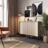 TREND TR-02Kommode – Sandbeige/Weiss/Grau, LED, Halbwalzenfräsung