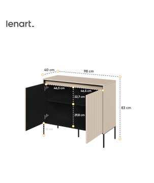 TREND TR-02Kommode – Sandbeige/Weiss/Grau, LED, Halbwalzenfräsung