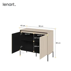 TREND TR-02Kommode – Sandbeige/Weiss/Grau, LED, Halbwalzenfräsung