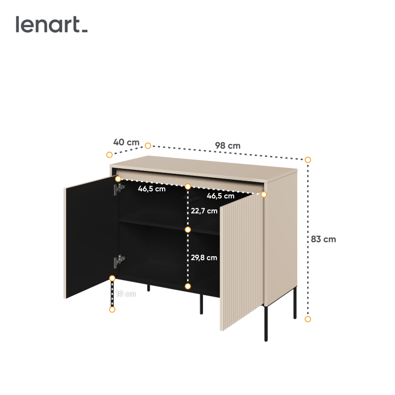 TREND TR-02Kommode – Sandbeige/Weiss/Grau, LED, Halbwalzenfräsung
