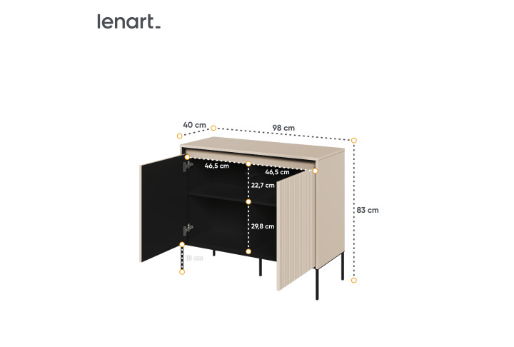 TREND TR-02Kommode – Sandbeige/Weiss/Grau, LED, Halbwalzenfräsung