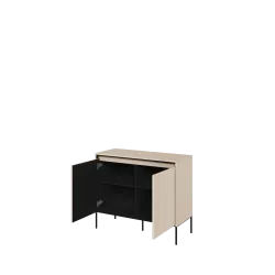 TREND TR-02Kommode – Sandbeige/Weiss/Grau, LED, Halbwalzenfräsung