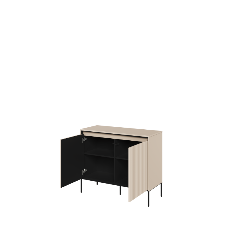 TREND TR-02Kommode – Sandbeige/Weiss/Grau, LED, Halbwalzenfräsung