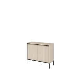 TREND TR-02Kommode – Sandbeige/Weiss/Grau, LED, Halbwalzenfräsung