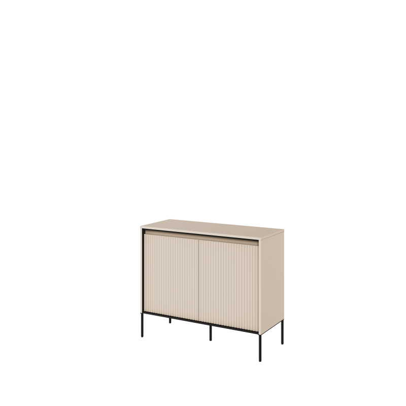 TREND TR-02Kommode – Sandbeige/Weiss/Grau, LED, Halbwalzenfräsung