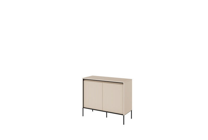 TREND TR-02Kommode – Sandbeige/Weiss/Grau, LED, Halbwalzenfräsung
