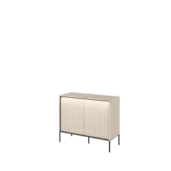 TREND TR-02Kommode – Sandbeige/Weiss/Grau, LED, Halbwalzenfräsung
