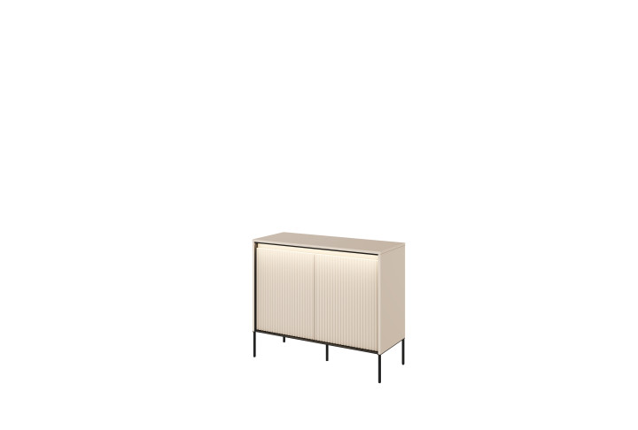 TREND TR-02Kommode – Sandbeige/Weiss/Grau, LED, Halbwalzenfräsung
